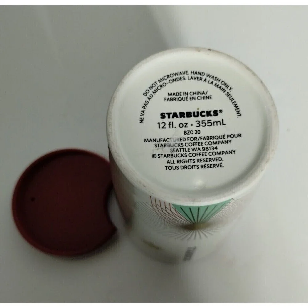 Starbucks Christmas Tree Star Holiday 2020 Double Wall Ceramic Tumbler Mug 12 Oz